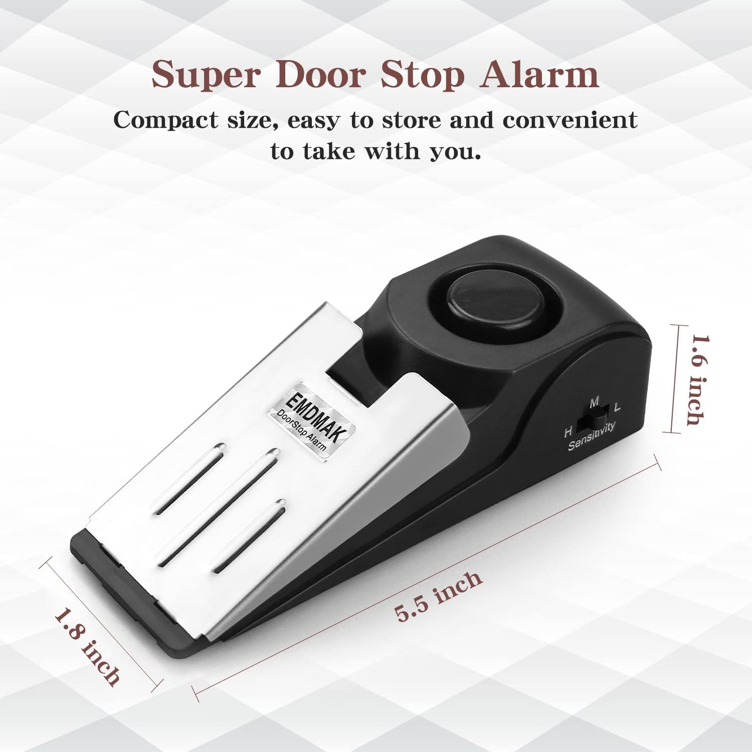 Door Stop Alarm with 120DB Siren Door Stop for Home & Travel (Black) (Pack of 2)