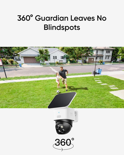 Solocam S340, Solar Security Cameras Wireless Outdoor, Cameras for Home Security, 360° Pan & Tilt Surveillance, No Blind Spots, 2.4 Ghz Wi-Fi, No Monthly Fee, Homebase S380 Compatible
